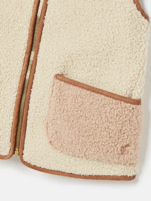 Kids' Sadie Cream & Natural Borg Fleece Gilet