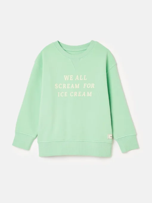 Kids' Sundaze Green Crew Neck Slogan Sweatshirt