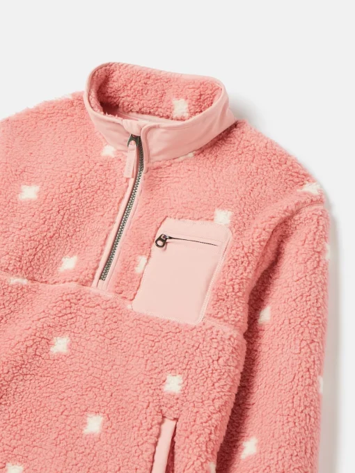 Kids' Tilly Pink Spot Half Zip Borg Fleece