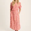 Laurie Red Viscose Midi Dress