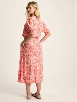 Laurie Red Viscose Midi Dress