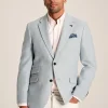 Light Blue Herringbone Texture Slim Fit Blazer
