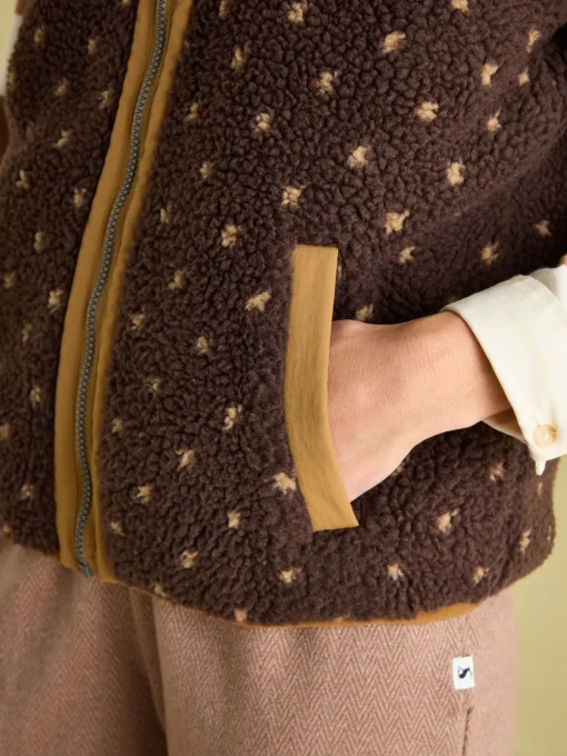 Lilah Chocolate Brown Printed Gilet