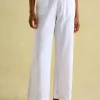 Linen Blend White Trousers