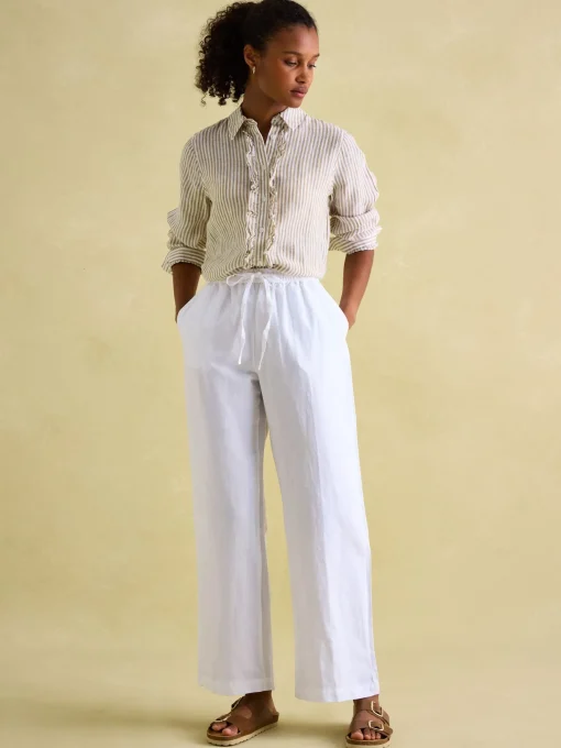Linen Blend White Trousers