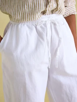 Linen Blend White Trousers