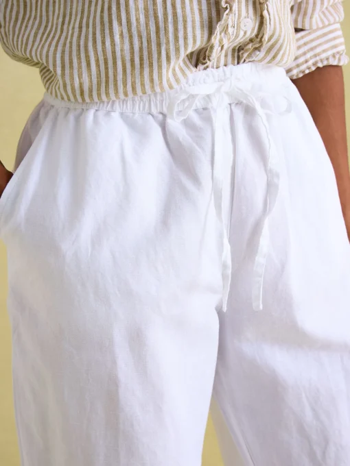 Linen Blend White Trousers