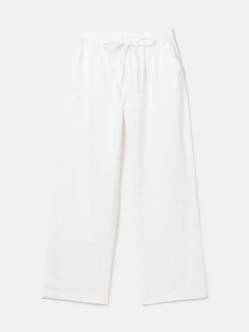 Linen Blend White Trousers
