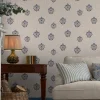 Linen Blue Grove Motif Print 10M Wallpaper