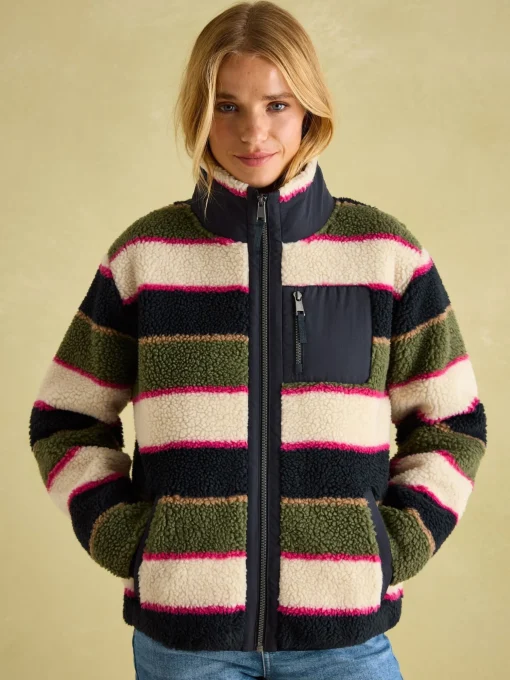 Lottie Multi stripe Borg Fleece Jacket