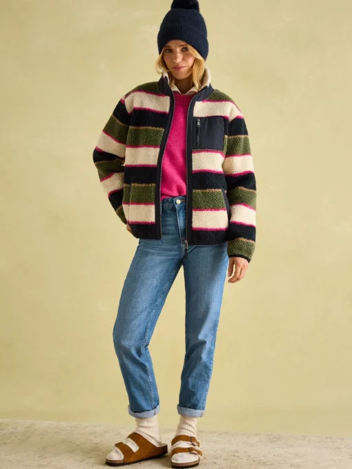 Lottie Multi stripe Borg Fleece Jacket