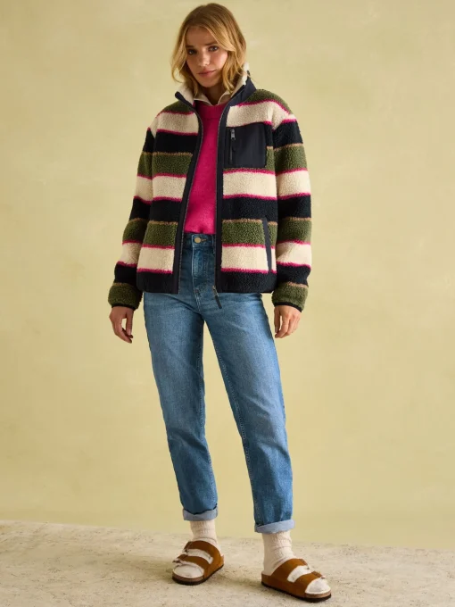 Lottie Multi stripe Borg Fleece Jacket