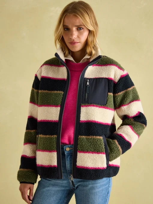 Lottie Multi stripe Borg Fleece Jacket