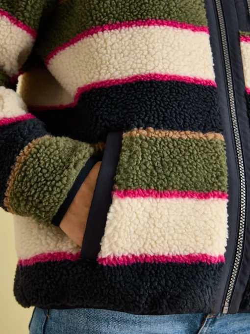 Lottie Multi stripe Borg Fleece Jacket