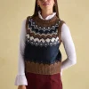 Lowry Cream/Navy Knitted Fair Isle Vest