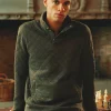 Malton Green Quilted Jersey Pullover Sweatshirt