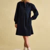 Maple Navy Blue Corduroy Shirt Dress