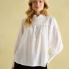 Mariella Cream Cotton Frill Neck Blouse