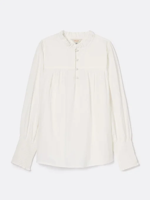 Mariella Cream Cotton Frill Neck Blouse