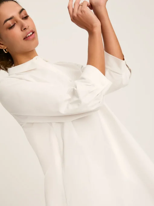 Marlowe White Dress with Shirt/ Nehru Collar