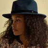 Maude Navy Blue Wool Fedora Hat