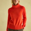 May Orange Merino Wool Jumper with Detachable Roll Neck