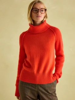 May Orange Merino Wool Jumper with Detachable Roll Neck