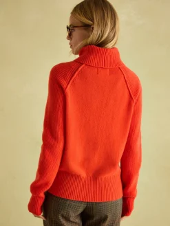 May Orange Merino Wool Jumper with Detachable Roll Neck