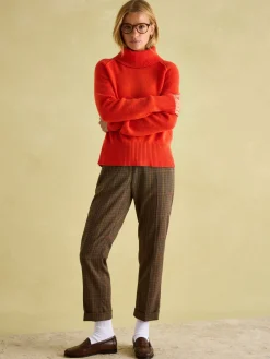 May Orange Merino Wool Jumper with Detachable Roll Neck