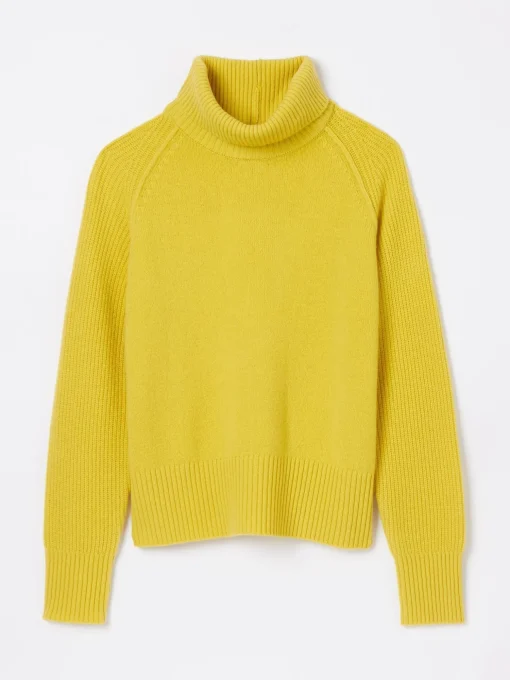 May Yellow Merino Wool Jumper with Detachable Roll Neck
