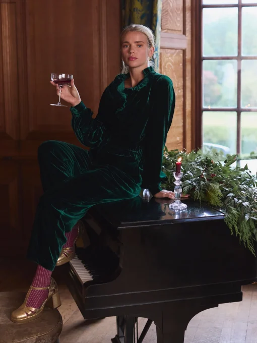 Melanie Green Velvet Blouse