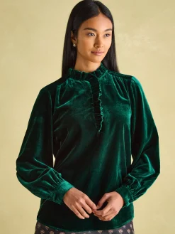 Melanie Green Velvet Blouse
