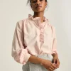 Melanie Pink Cotton Ruffle Blouse