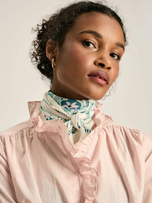 Melanie Pink Cotton Ruffle Blouse