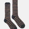 Men's Fluffy Tan/Navy Striped Socks