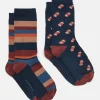 Men's Kingsbury Navy/Burgundy 2 Pack Socks (size 7-12)