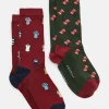 Men's Kingsbury Red/Green 2 Pack Socks (size 7-12)