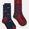 Men's Kingsbury Red/Navy 2 Pack Socks (size 7-12)
