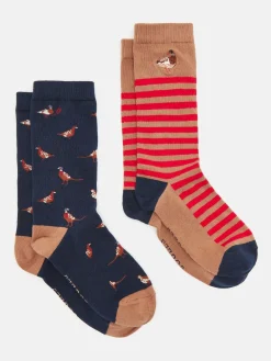 Men's Kingsbury Tan/Navy 2 Pack Socks (size 7-12)