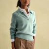Mia Teal Blue Pointelle Jumper with Open Collar
