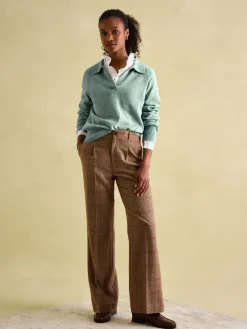 Mia Teal Blue Pointelle Jumper with Open Collar