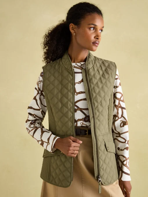 Minx Green Showerproof Diamond Quilted Gilet