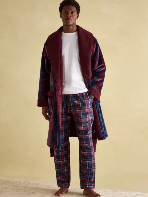 Montague Burgundy Fleece Lined Dressing Gown