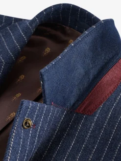 Navy Slim Fit Herringbone Suit Jacket