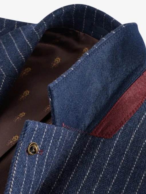 Navy Slim Fit Herringbone Suit Jacket