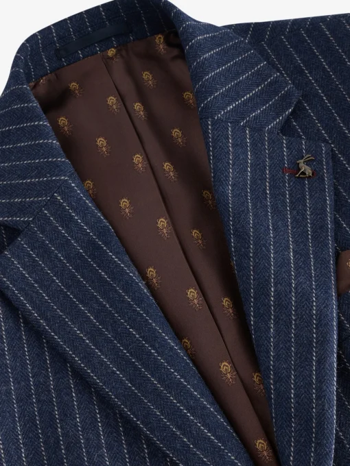 Navy Slim Fit Herringbone Suit Jacket