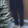 Navy Straight Leg Corduroy Trousers