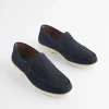 Navy Suede Apron Loafers