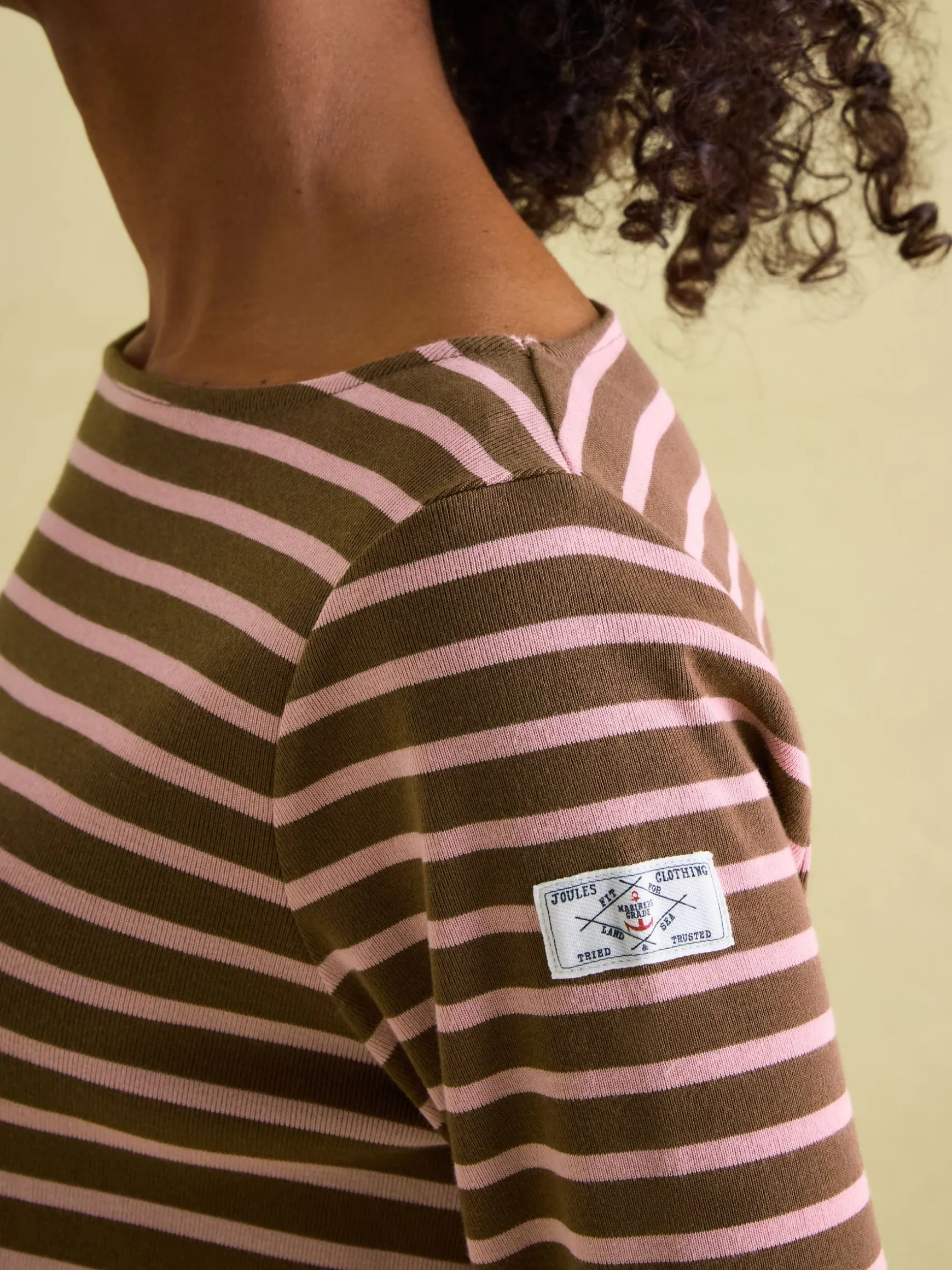 New Harbour Chocolate Brown pink Boat Neck Breton Top