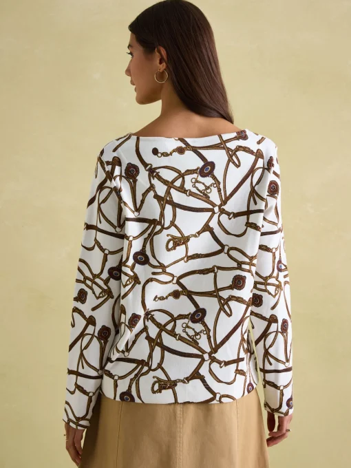 New Harbour Cream Bridle Boat Neck Breton Top